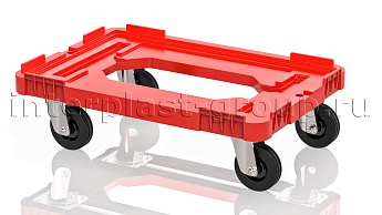 Тележка пластиковая с отверстием без тормозов усиленная красная в Кузнецке