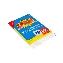 Мешки для мусора 20 л, с ручками, черные, в пачке 20 шт., ПНД, 10 мкм, 550х440 мм, Крепак, 4607075710085 в Кузнецке