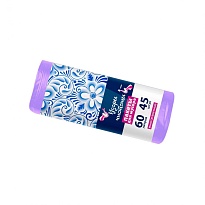 Мешки для мусора 60 л, сиреневые, в рулоне 45 шт., ПНД, 8 мкм, 700х600 мм, Узоры Чистоты, МУ4244 (МН 60-45сир) в Кузнецке