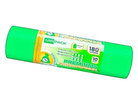 Мешки для мусора 180 л, ароматизированные, зеленые, в рулоне 10 шт., ПВД, 35 мкм, 1100х930 мм, PREMIUM+, 180105301 в Кузнецке