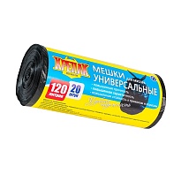 Мешки для мусора 120 л, черные, в рулоне 20 шт., ПНД, 15 мкм, 1100х700 мм, Крепак, 4607075710207 в Кузнецке
