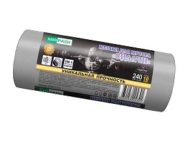 Мешки для мусора 240 л, ароматизированные, серые, в рулоне 10 шт., ПВД 40 мкм, 1500х1100 мм, СИЛАЧИ, sil240111101 в Кузнецке