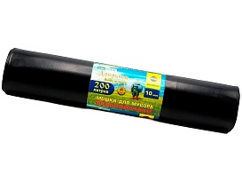 Мешки для мусора 200 л, ароматизированные, черные, в рулоне 10 шт., ПВД, 100 мкм, 1200х800 мм, Добрыня, Dob20010black в Кузнецке