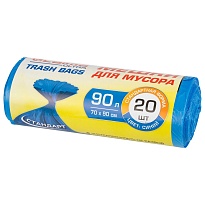 Мешки для мусора 90 л, синие, в рулоне 20 шт., ПНД, 14 мкм, 900х700 мм, LAIMA ULTRA, 607693 в Кузнецке