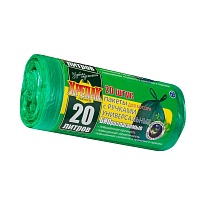 Мешки для мусора 20 л, биоразлагаемые, с ручками, черные, в рулоне 30 шт., ПНД, 10 мкм, 550х440 мм, Крепак, 4607075710047 в Кузнецке