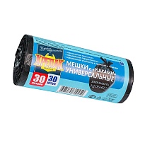 Мешки для мусора 30 л, с ушками, черные, в рулоне 30 шт., ПНД, 9 мкм, 600х500 мм, Крепак, 4607075710450 в Кузнецке Мешки для мусора 30 л, с ушками, черные, в рулоне 30 шт., ПНД, 9 мкм, 600х500 мм, Крепак, 4607075710450 в Кузнецке