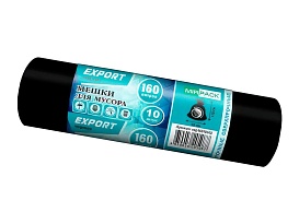 Мешки для мусора 160 л, ароматизированные, черные, в рулоне 10 шт., ПВД, 80 мкм, 1100х930 мм, EXPORT, exp16010142 в Кузнецке