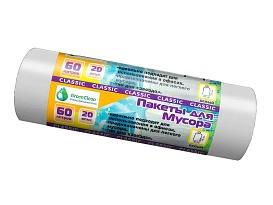 Мешки для мусора 60 л, белые, в рулоне 20 шт., ПНД, 7 мкм, 700х600 мм, MIRPACK Classik, 602052 в Кузнецке Мешки для мусора 60 л, белые, в рулоне 20 шт., ПНД, 7 мкм, 700х600 мм, MIRPACK Classik, 602052 в Кузнецке