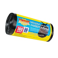 Мешки для мусора 180 л, черные, в рулоне 30 шт., ПНД, 20 мкм, 1150х800 мм, Крепак, 4607075710139 в Кузнецке Мешки для мусора 180 л, черные, в рулоне 30 шт., ПНД, 20 мкм, 1150х800 мм, Крепак, 4607075710139 в Кузнецке
