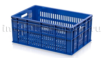 Ящик для молока, мяса, овощей и фруктов большая перфорация дно перфорированное синий в Кузнецке Ящик для молока, мяса, овощей и фруктов большая перфорация дно перфорированное синий в Кузнецке