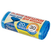 Мешки для мусора 20 л, синие, в рулоне 30 шт., ПНД, 8 мкм, 500х450 мм, LAIMA, 607682 в Кузнецке