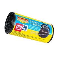 Мешки для мусора 120 л, черные, в рулоне 30 шт., ПНД, 15 мкм, 1100х700 мм, Крепак, 4607075710122 в Кузнецке