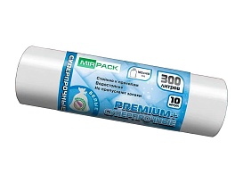 Мешки для мусора 300 л, белые, в рулоне 10 шт., ПВД 70 мкм, 1400х1000 мм, PREMIUM+, 300101602 в Кузнецке