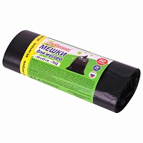 ММешки для мусора 60 л, черные, в рулоне 20 шт., ПНД, 8 мкм, 650х580 мм, Любаша, 608092 в Кузнецке