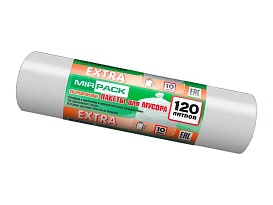Мешки для мусора 120 л, белые, в рулоне 10 шт., ПНД, 14 мкм, 1100х700 мм, EXTRA, ex1201803 в Кузнецке Мешки для мусора 120 л, белые, в рулоне 10 шт., ПНД, 14 мкм, 1100х700 мм, EXTRA, ex1201803 в Кузнецке