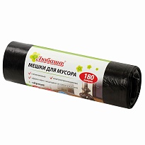 Мешки для мусора 180 л, черные, в рулоне 10 шт., ПВД, 24 мкм, 1060х800 мм, Любаша, 605336 в Кузнецке Мешки для мусора 180 л, черные, в рулоне 10 шт., ПВД, 24 мкм, 1060х800 мм, Любаша, 605336 в Кузнецке